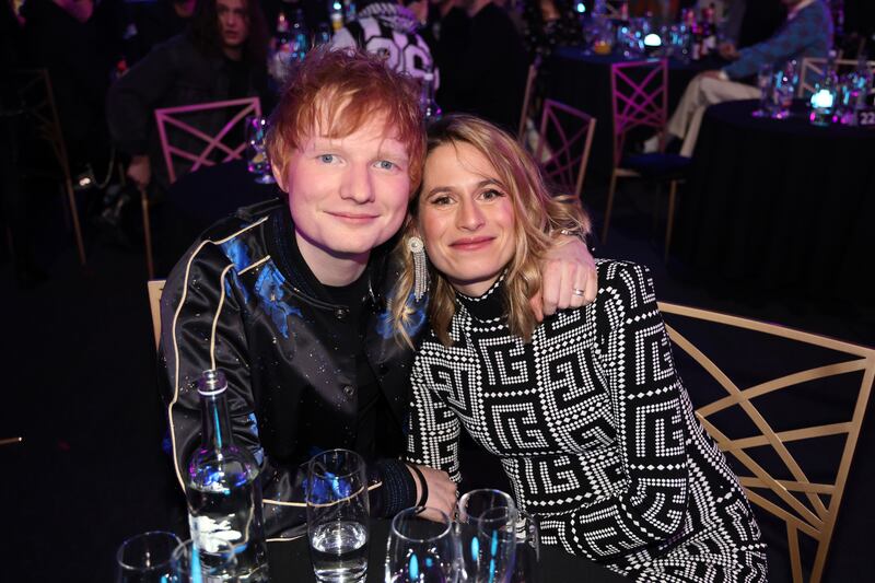 Ed Sheeran and wife Cherry Seaborn at the Brit Awards in February, 2022. Getty Images