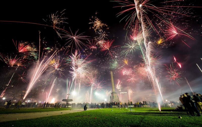 New Year fireworks in Stuttgart, southern Germany. Christoph Schmidt / dpa / AFP Photo