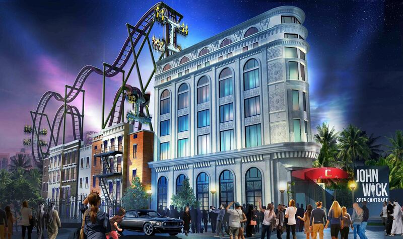 John Wick: Open Contract is a theme park ride that gives guests the chance to step into The Continental. Courtesy Motiongate Dubai