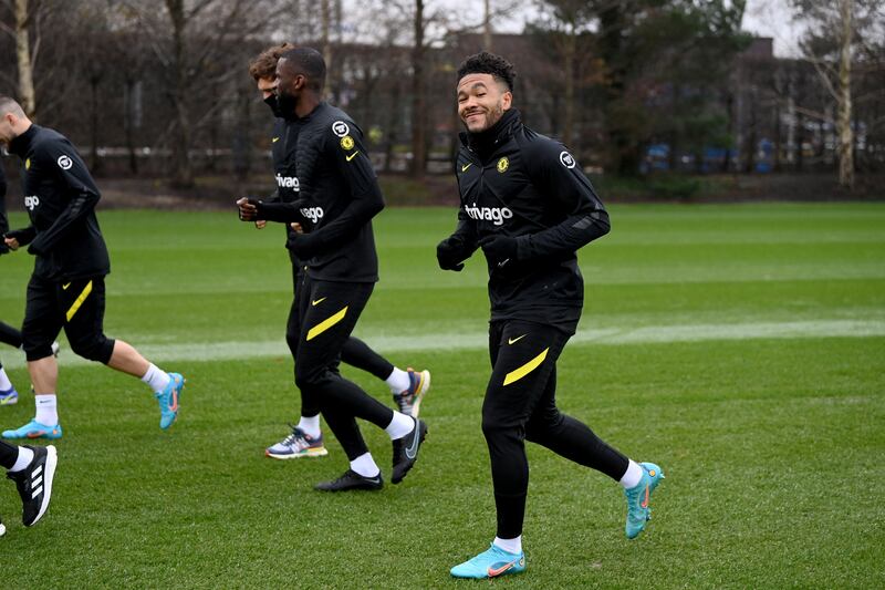 Reece James of Chelsea during a recovery training session at Chelsea Training Ground in Cobham, England.