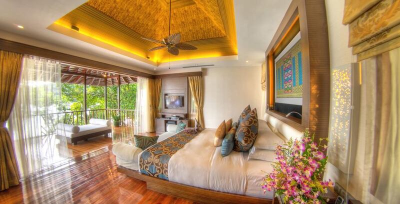 The guest bedroom in the royal villa at Bunga Raya Island Resort & Spa. Courtesy Bunga Raya Island Resort & Spa