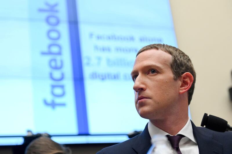 FILE PHOTO: Facebook Chairman and CEO Mark Zuckerberg testifies at a House Financial Services Committee hearing in Washington, U.S., October 23, 2019. REUTERS/Erin Scott/File Photo/File Photo