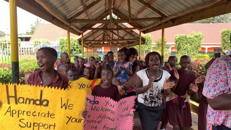 People in the Ugandan town of Masaka express their gratitude to Ms Taryam. Photo: Hamda Foundation / Instagram