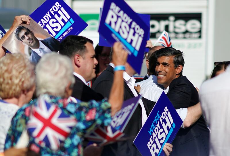 Rishi Sunak arrives for the Darlington hustings. Getty