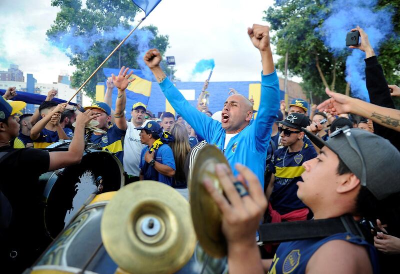 Boca Juniors' fans cheer. Reuters