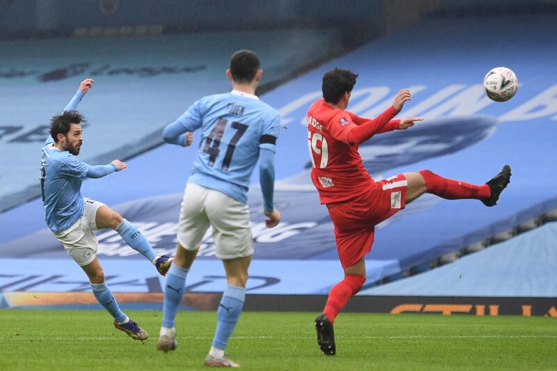 Bernardo Silva cracks home the opener in Manchester City's 3-0 FA Cup third-round win over Birmingham City. AFP