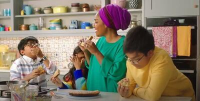 Nadiya with her family in a moment from her new Netflix show