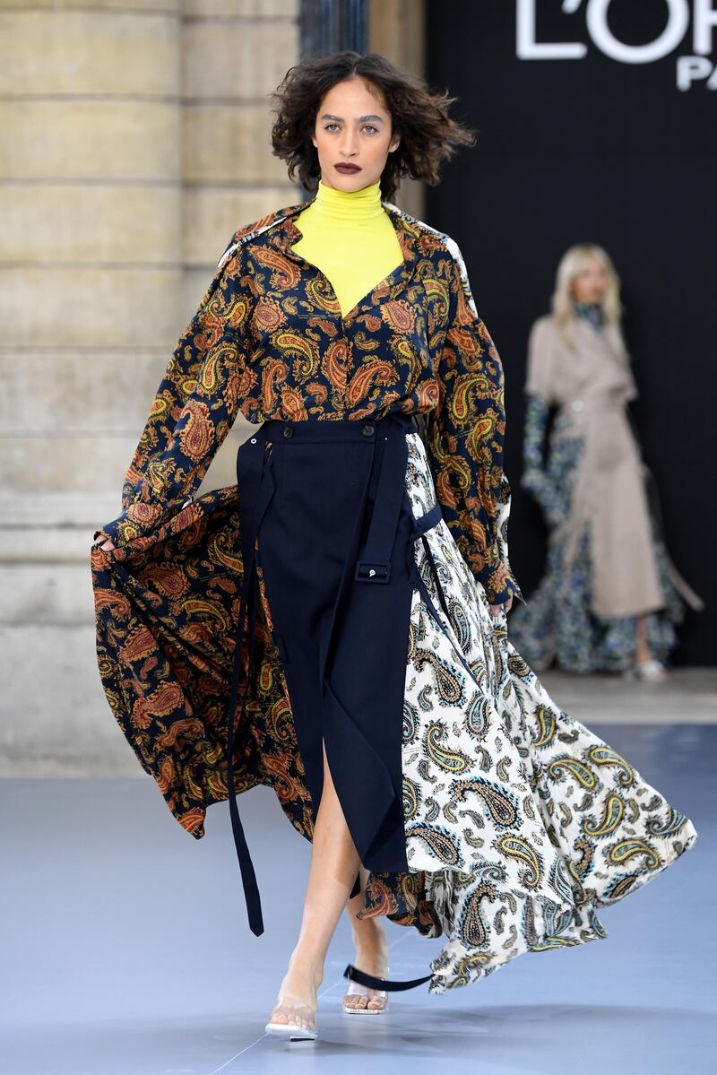 Alanna Arrington walks the runway during the L'Oreal Paris show as part of Paris Fashion Week on September 28, 2019. Getty Images