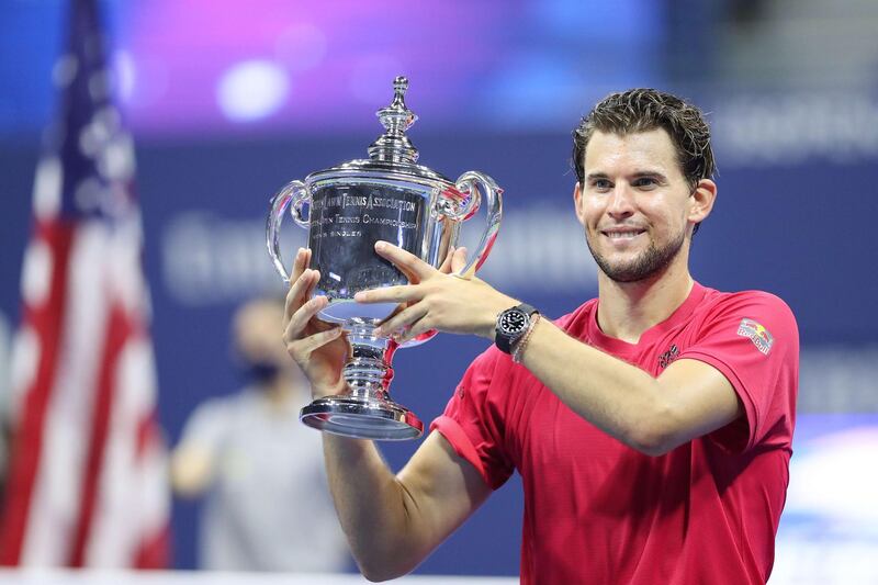Dominic Thiem after beating  Alexander Zverev 2-6, 4-6, 6-4, 6-3, 7-6 to win the 2020 US Open final.