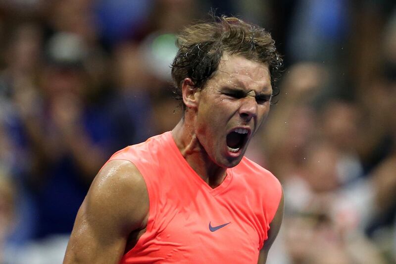 NEW YORK, NY - AUGUST 31: Rafael Nadal of Spain celebrates after winning his men's singles third round match against Karen Khachanov of Russia on Day Five of the 2018 US Open at the USTA Billie Jean King National Tennis Center on August 31, 2018 in the Flushing neighborhood of the Queens borough of New York City.   Alex Pantling/Getty Images/AFP
== FOR NEWSPAPERS, INTERNET, TELCOS & TELEVISION USE ONLY ==
