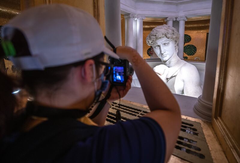 A replica of Michelangelo's 'David' in the Italy pavilion at Expo 2020 Dubai. Victor Besa / The National.