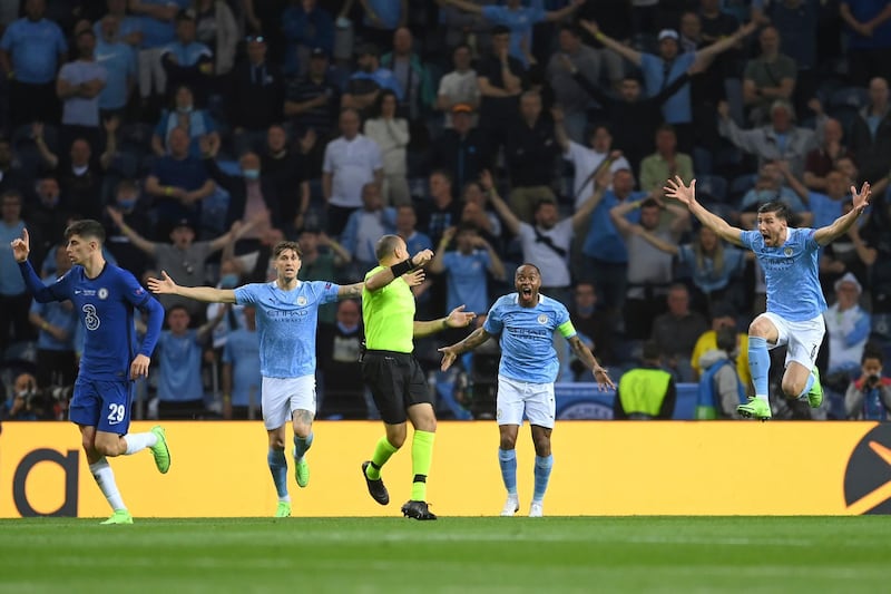 City players see their penalty appeals turned down in the second half.