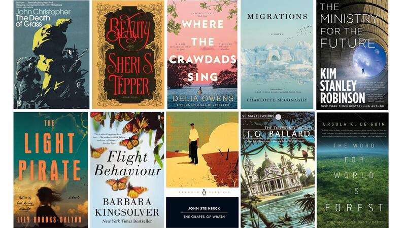 These novels explore nature in various ways. Photos: Bantam Spectra; Sphere; Flatiron Books; Capes-Agregation; HarperCollins; Anchor Books; Grand Central Publishing; Liveright; Scribner; Penguin