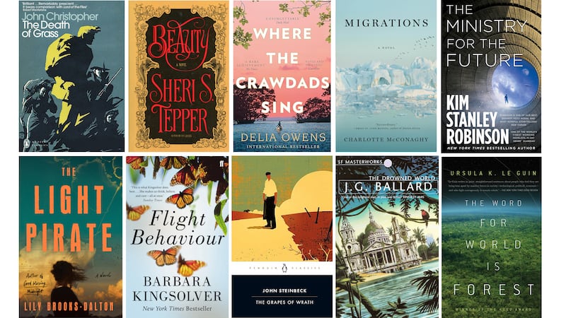 These novels explore nature in various ways. Photos: Bantam Spectra; Sphere; Flatiron Books; Capes-Agregation; HarperCollins; Anchor Books; Grand Central Publishing; Liveright; Scribner; Penguin