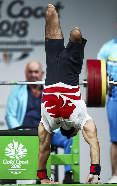GOLD COAST, AUSTRALIA - APRIL 10:  Ali Jawad of England celebrates a lift in the Men's Lightweight Final during the Para Powerlifting on day six of the Gold Coast 2018 Commonwealth Games at Carrara Sports and Leisure Centre on April 10, 2018 on the Gold Coast, Australia.  (Photo by Mark Metcalfe/Getty Images)