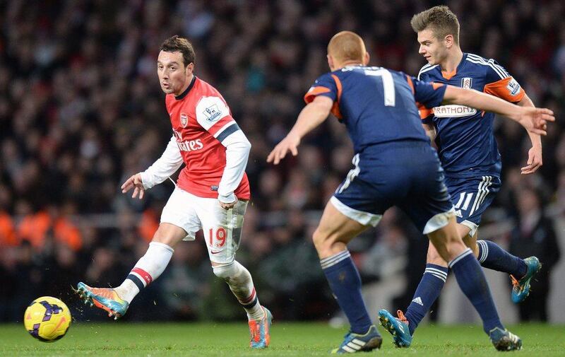 Left midfield: Santi Cazorla, Arsenal. Doubled his tally for the season with a pair of well-taken goals to see off Fulham on Saturday. Andy Rain / EPA