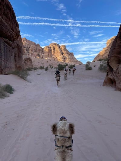 The group trekked through varying landscapes, starting with red sand, then yellow and white Photo: Tariq Al Salman
