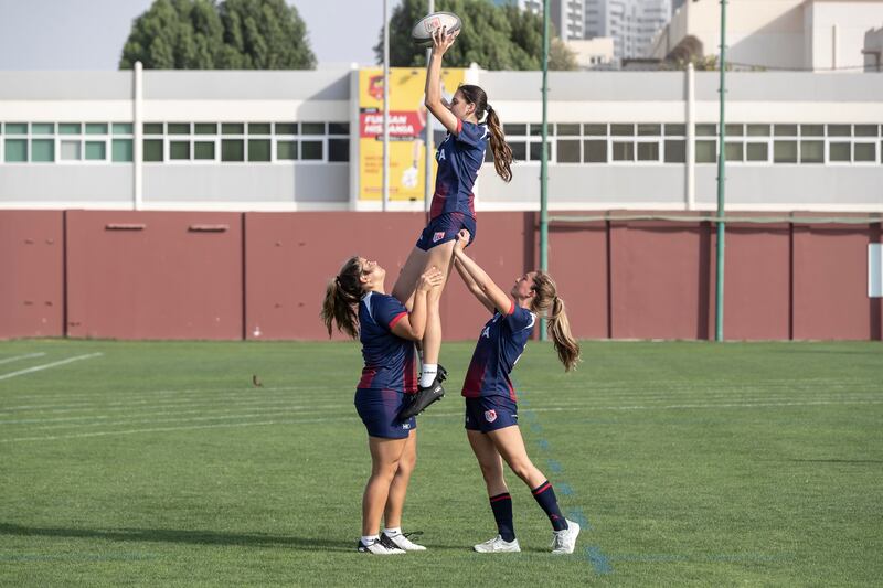  Dubai College Girls rugby team training ahead of their trip to Rosslyn Park Sevens in the UK.