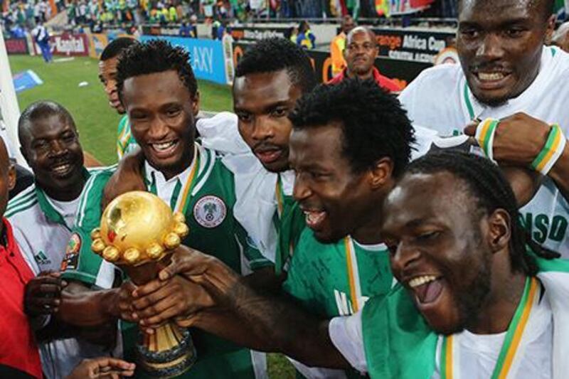 John Mikel Obi, second from left, was a part of the Nigeria squad that won the African Cup of Nations last year. Ian Walton / Getty Images