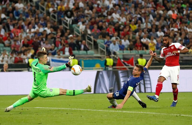 Kepa Arrizabalaga 6/10. Spanish goalkeeper made a nervy start with some less than convincing early saves, but his authority grew as Chelsea took control. Good late save on Alexandre Lacazette. AP Photo