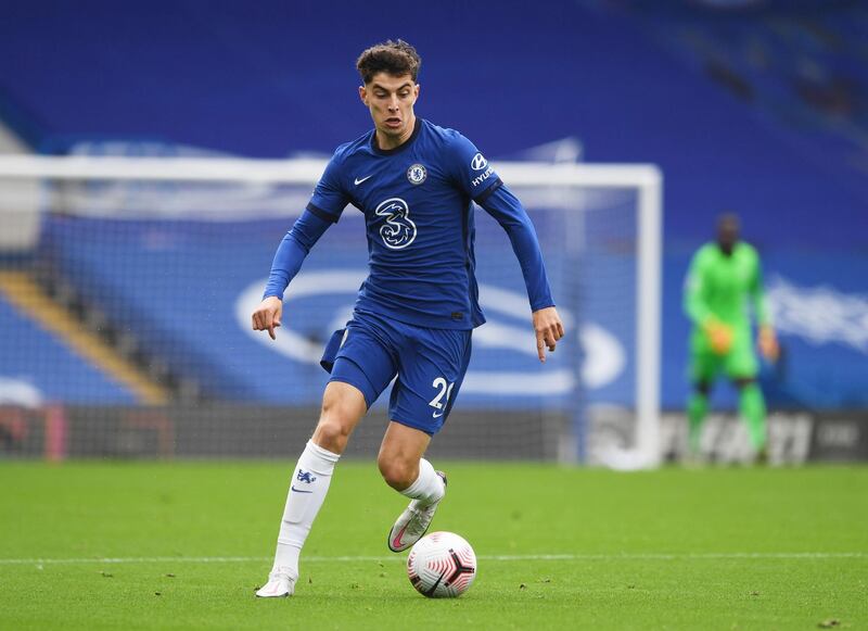 Soccer Football - Premier League - Chelsea v Crystal Palace - Stamford Bridge, London, Britain - October 3, 2020 Chelsea's Kai Havertz in action Pool via REUTERS/Neil Hall EDITORIAL USE ONLY. No use with unauthorized audio, video, data, fixture lists, club/league logos or 'live' services. Online in-match use limited to 75 images, no video emulation. No use in betting, games or single club /league/player publications.  Please contact your account representative for further details.