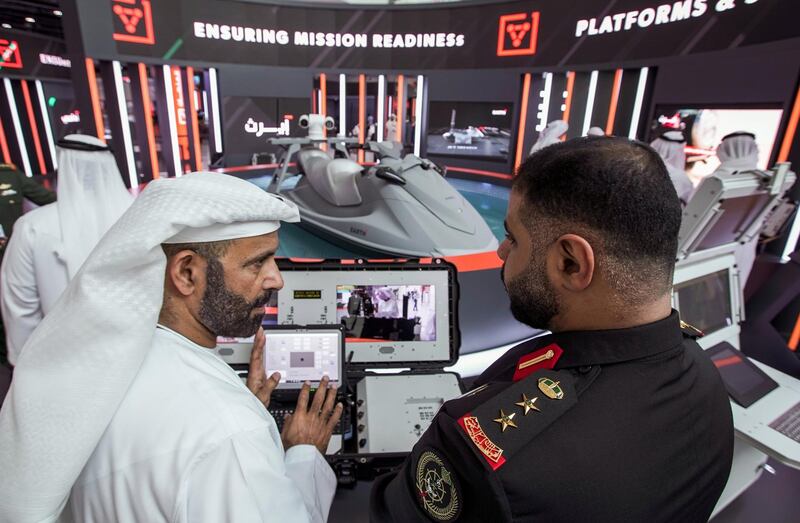 Abu Dhabi, United Arab Emirates, February 24, 2020.  The Unmanned Systems Exhibition and Conference (UMEX 2020) and Simulation Exhibition and Conference (SimTEX 2020).
--  The Jetski System by EARTH, an advanced unmaned vehicle with military and rescue capabilities.
Victor Besa / The National
Section:  NA
Reporter:  None