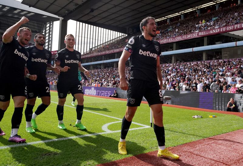 West Ham United's Pablo Fornals celebrates. PA