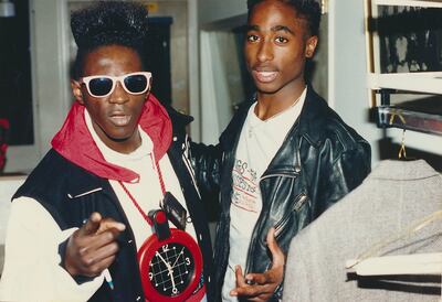 Flavor Flav with Tupac Shakur at the 1989 American Music Awards. Getty Images
