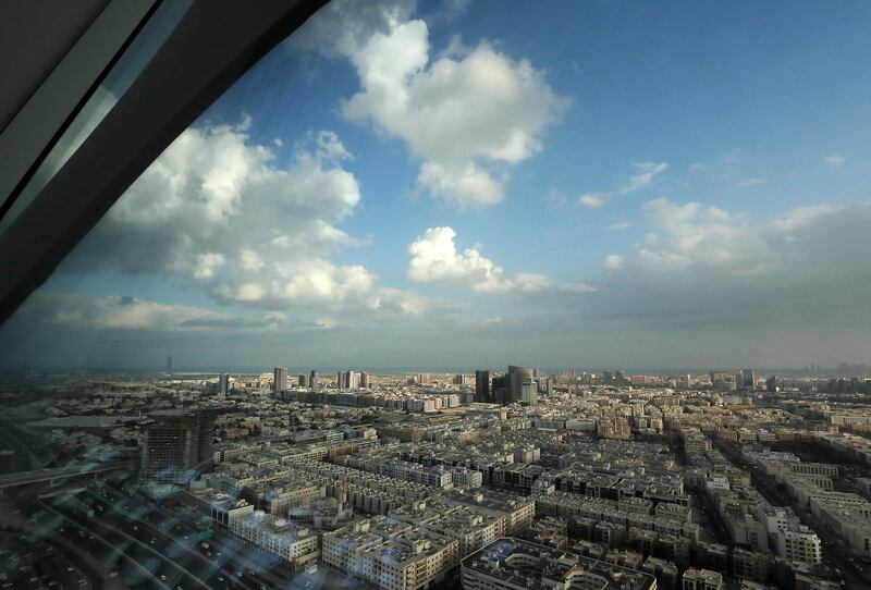 DUBAI , UNITED ARAB EMIRATES , November 24 – 2020 :- Cloudy weather over the Al Karama area in Dubai. ( Pawan Singh / The National ) For News/Standalone/Instagram/Big Picture