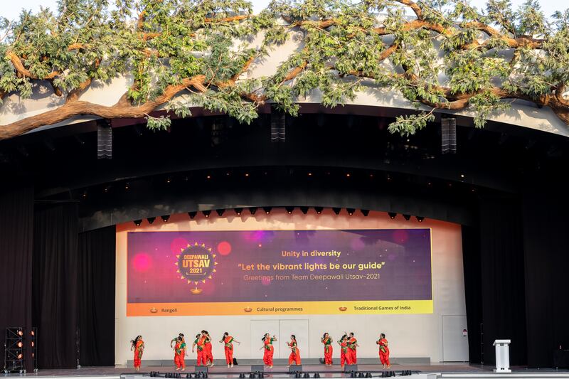 Performances to celebrate Diwali – also known as India's festival of lights – got under way at Expo 2020's Dubai Millennium Amphitheatre on Friday. Photo: Expo 2020 Dubai