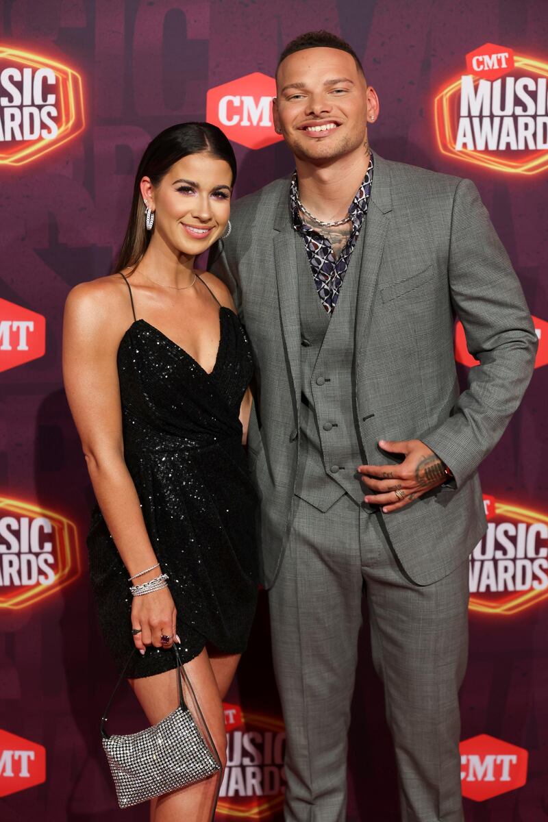 Singer Kane Brown and his wife Katelyn Jae arrive for the CMT Music Awards at Bridgestone Arena in Nashville, Tennessee, on June 9, 2021. Reuters