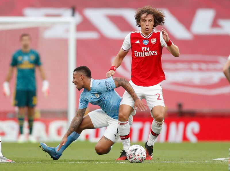 David Luiz - 8: No repeat of the shambolic performance when he last faced City. Great control and pass to put Aubameyang clear in first half. Excellent block to deny Sterling in second half. Won every cross he went for. Reuters