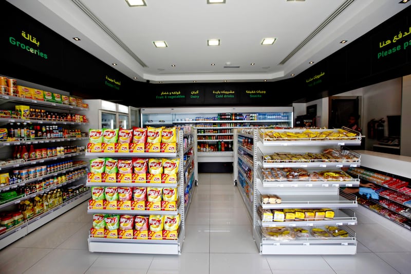 Abu Dhabi -- July 26, 2011 -- The interior of the Baqala grocery store. Baqala is the only model store that follows the government's new guidelines and regulations. (Razan Alzayani / The National) 
