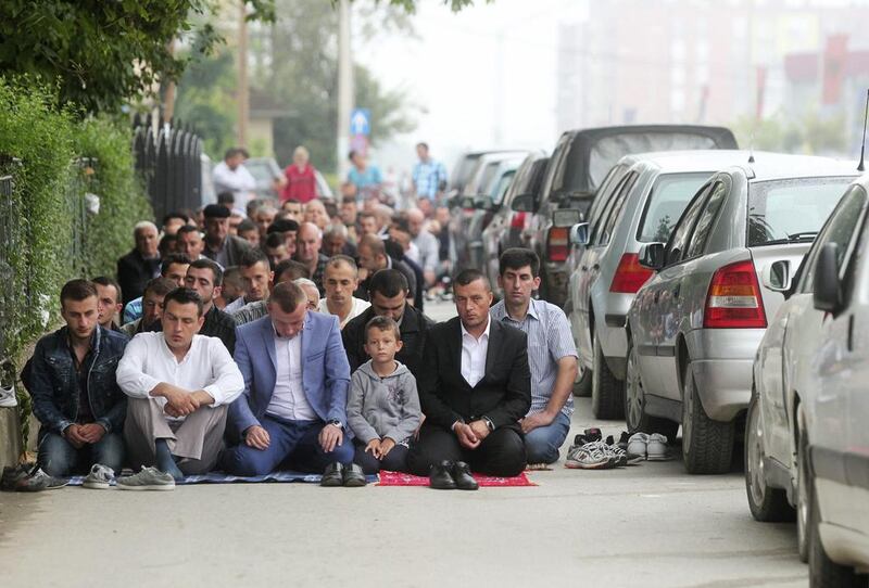 Kosovo Muslims praying in the town of Ferizaj, southeast of the capital of Pristina, Kosovo. Hazir Reka/Reuters