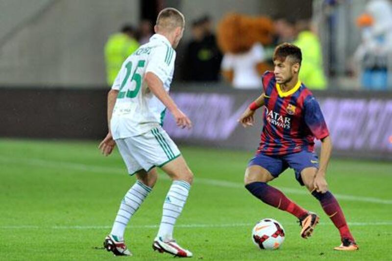 Neymar came on in the 78th minute for Barcelona against the Polish side Lechia Gdansk.