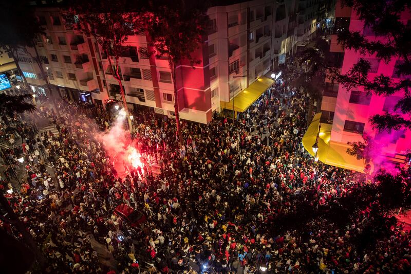 Thousands gather in Rabat, Morocco, to celebrate. AP