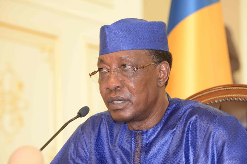 Chad president Idriss Deby Itno speaks at the presidential palace in N'Djamena during a press conference on August 9, 2019 to mark the country's independence day.  "The intercommunal conflict has become a national concern," Deby said. At least 37 people have been killed in fighting the previous days between rival ethnic groups. / AFP / BRAHIM ADJI
