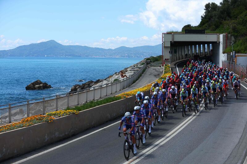 The peloton during Stage 5 of the 107th Giro d'Italia, a 178km race between Genova and Lucca. AFP