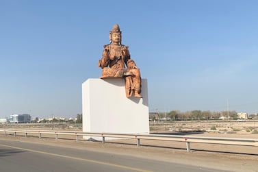 The statue is a reproduction of the wooden Guanyin, Bodhisattva of Compassion from China, as part of the Louvre Abu Dhabi Highway Gallery. Photo: The National