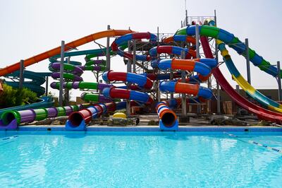 Empty water slides at Safari Aquapark in Jericho. The park has been closed since the Israel-Gaza war broke out. Willy Lowry / The National
