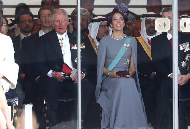 Prince Charles, Prince of Wales and Crown Princess Mary of Denmark attend the Enthronement Ceremony of Emperor Naruhito at the Imperial Palace on October 22, 2019 in Tokyo, Japan. Getty Images