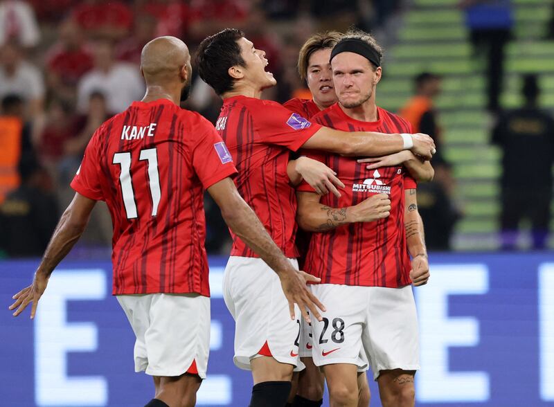 Urawa Red Diamonds' Alexander Scholz celebrates scoring their second goal. Reuters 