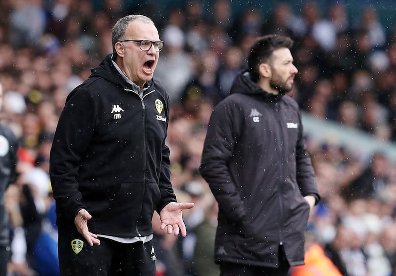 Soccer Football - Championship - Leeds United v Sheffield United - Elland Road, Leeds, Britain - March 16, 2019   Leeds United manager Marcelo Bielsa reacts   Action Images/John Clifton    EDITORIAL USE ONLY. No use with unauthorized audio, video, data, fixture lists, club/league logos or "live" services. Online in-match use limited to 75 images, no video emulation. No use in betting, games or single club/league/player publications.  Please contact your account representative for further details.