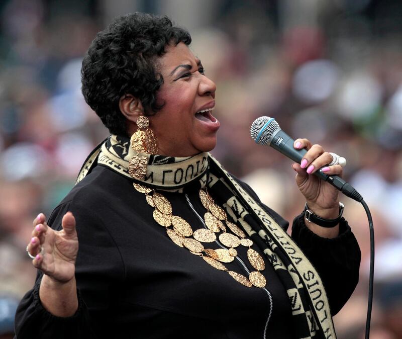 Aretha Franklin performing at a Labor Day in 2011 EPA