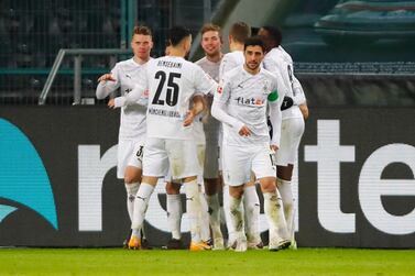 Borussia's Florian Neuhaus celebrates scoring the winner against Bayern Munich. Reuters