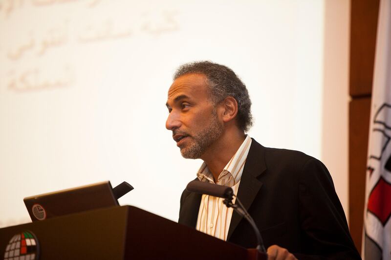 ABU DHABI, UAE - September 20, 2011-   Tariq Ramadan, professor of Contemporary Islamic Studies at University of Oxford delivers a lecture " The Future of Political Islam in The Arab World " at the Emirates Center for Strategic Studies and Research in Abu Dhabi on Tuesday September 20, 2011.  (Andrew Henderson / The National) 