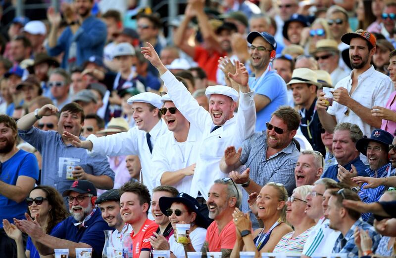 England Fans cheer a boundary at The Oval. Getty
