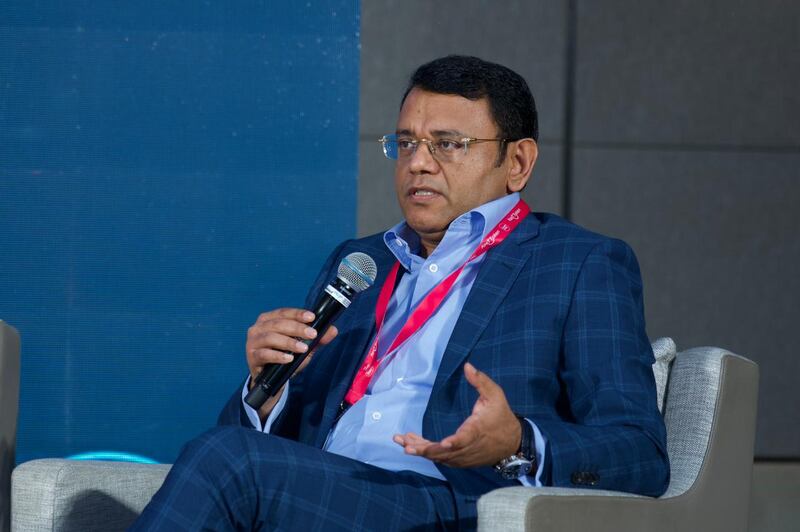 Arshad Khan, chief executive of Yoshi Markets, speaks at a panel discussion during the Wealth Today Summit in Dubai. Photo: Wealth Today