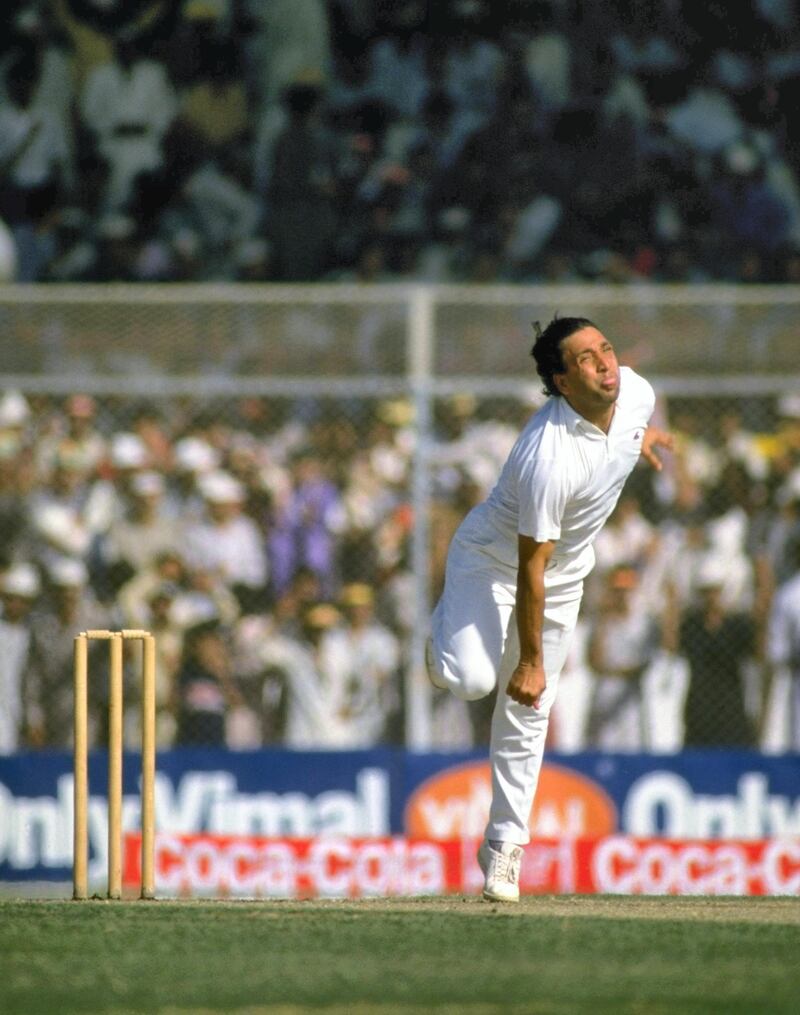 30 Oct 1987:  Abdul Qadir of Pakistan bowls during the World Cup Match against the West Indies at the National Stadium in Karachi, Pakistan. \ Mandatory Credit: Allsport UK /Allsport