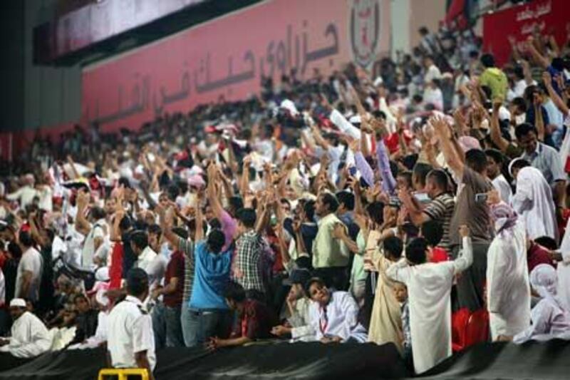 Al Jazira fans in a crowd of 28,164 - so far this season attendances are up 35 per cent.